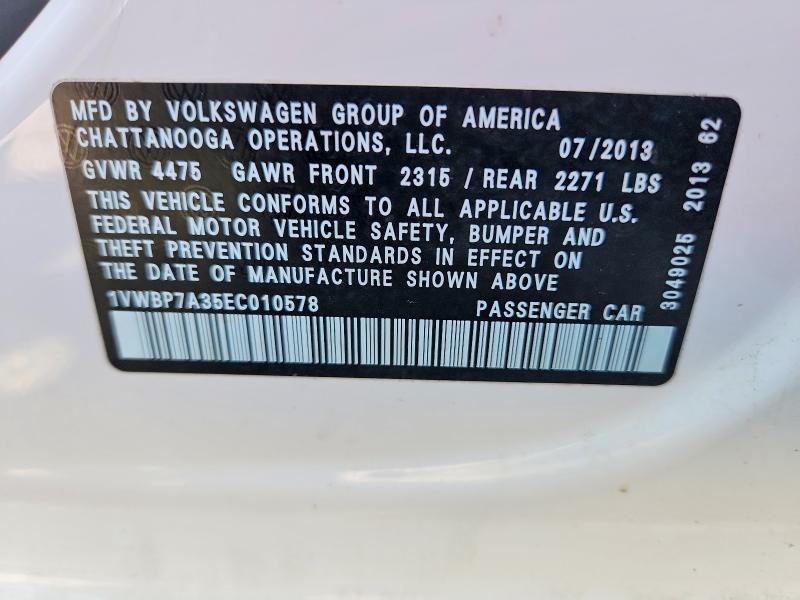 Продаж на аукціоні авто 2014 Volkswagen Passat, vin: 1VWBP7A35EC010578, номер лоту: 65300116