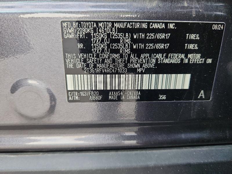64567376 :رقم المزاد ، 2T3G1RFV4RC471033 vin ، 2024 Toyota Rav4 مزاد بيع