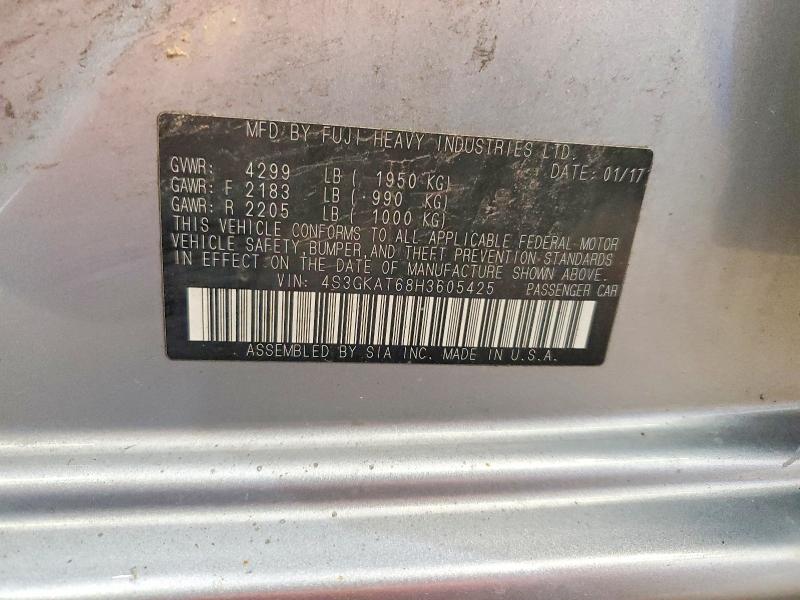 2017 Subaru Impreza მანქანა იყიდება აუქციონზე, vin: 4S3GKAT68H3605425, აუქციონის ნომერი: 65110736