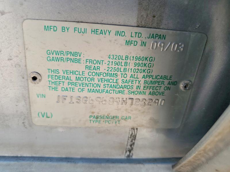 64029286 :رقم المزاد ، JF1SG69684H728290 vin ، 2004 Subaru Forester مزاد بيع