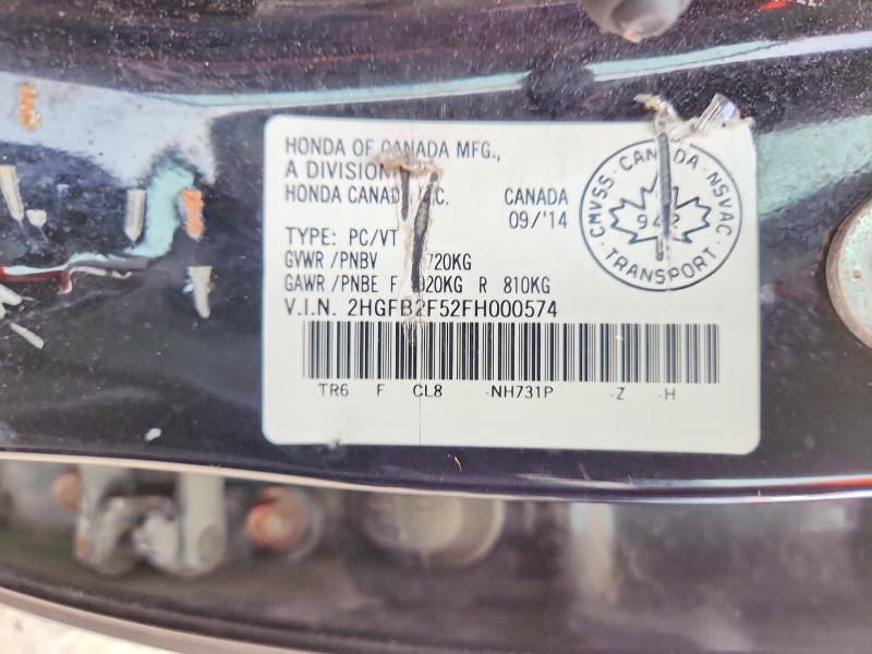 Aukcja sprzedaży 2015 Honda Civic, vin: 2HGFB2F52FH000574, numer aukcji: 63247716