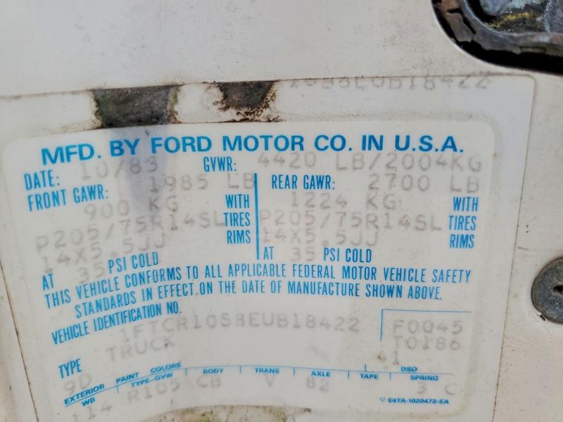 Aukcja sprzedaży 1984 Ford Ranger, vin: 1FTCR10S8EUB18422, numer aukcji: 64059856