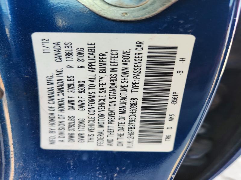 Aukcja sprzedaży 2013 Honda Civic, vin: 2HGFB2F95DH503838, numer aukcji: 67252336