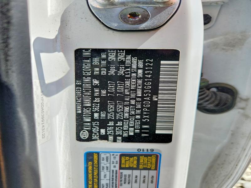 Aukcja sprzedaży 2016 Kia Sorento, vin: 5XYPGDA53GG143122, numer aukcji: 65003166