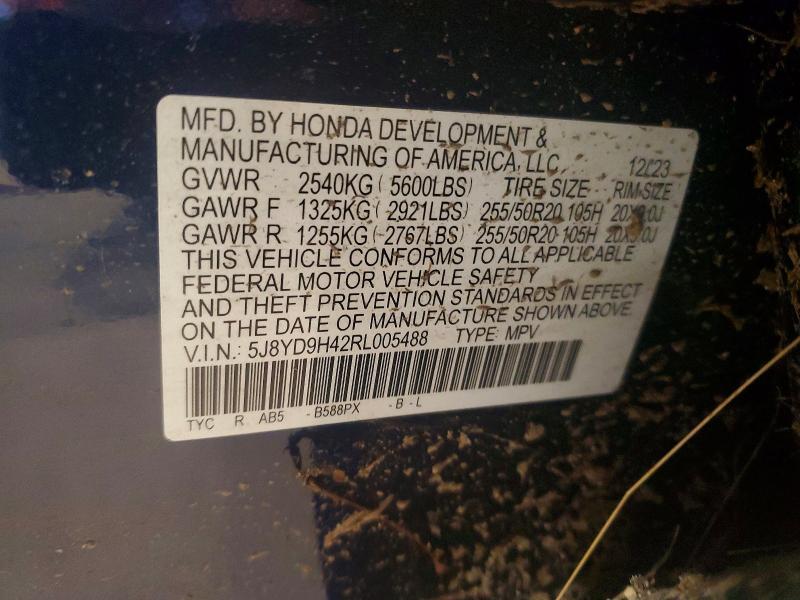 2024 Acura Mdx მანქანა იყიდება აუქციონზე, vin: 5J8YD9H42RL005488, აუქციონის ნომერი: 65358716