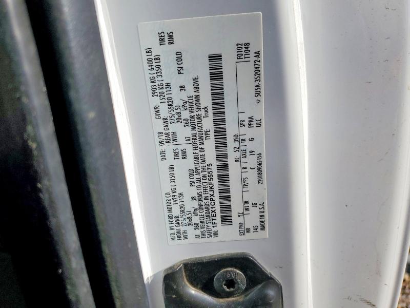 64391026 :رقم المزاد ، 1FTEX1CPXJKF55575 vin ، 2018 Ford F150 مزاد بيع