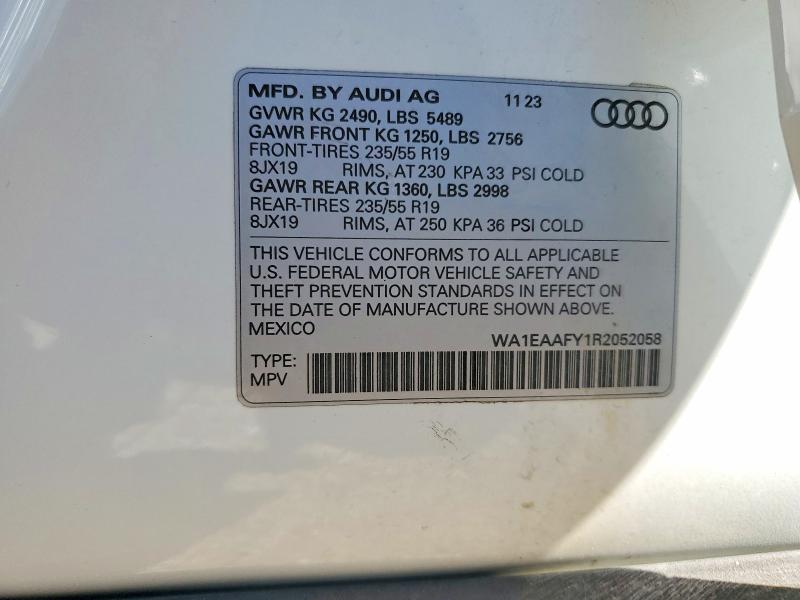 64763586 :رقم المزاد ، WA1EAAFY1R2052058 vin ، 2024 Audi Q5 مزاد بيع