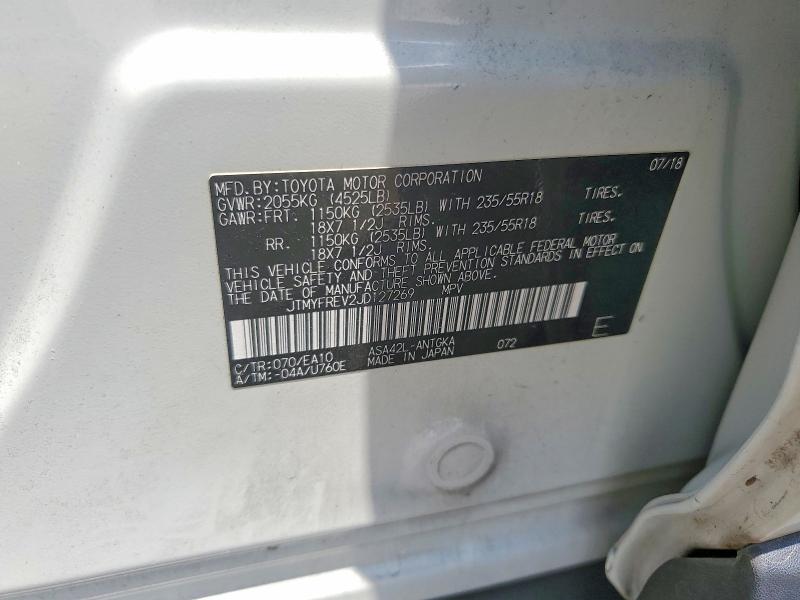 Aukcja sprzedaży 2018 Toyota Rav4, vin: JTMYFREV2JD127269, numer aukcji: 64740546