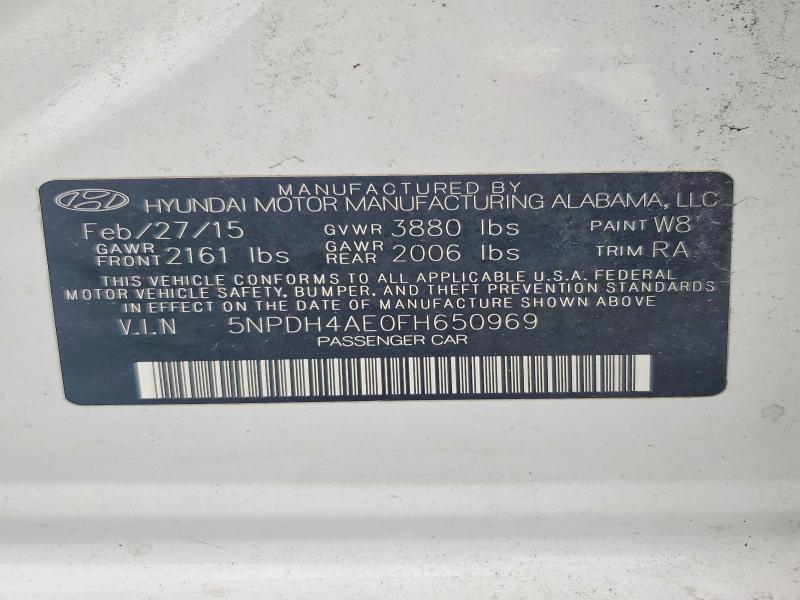 Продаж на аукціоні авто 2015 Hyundai Elantra, vin: 5NPDH4AE0FH650969, номер лоту: 65049486