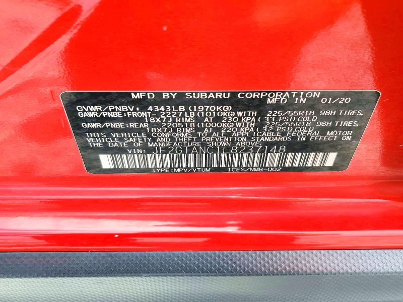 63838326 :رقم المزاد ، JF2GTANC1L8237148 vin ، 2020 Subaru Crosstrek مزاد بيع
