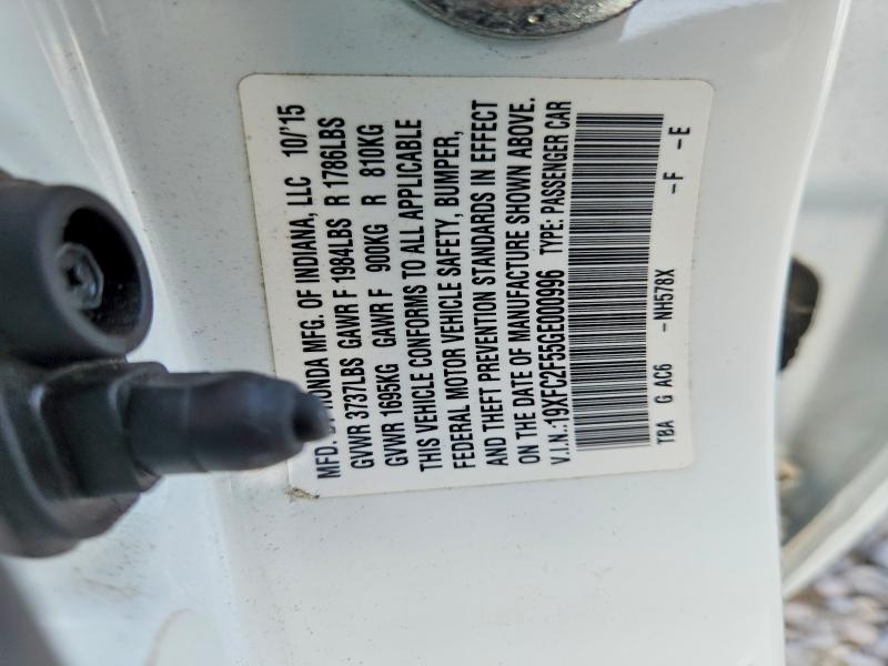 65872526 :رقم المزاد ، 19XFC2F55GE000996 vin ، 2016 Honda Civic مزاد بيع