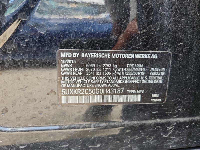 64333426 :رقم المزاد ، 5UXKR2C50G0H43187 vin ، 2016 Bmw X5 مزاد بيع