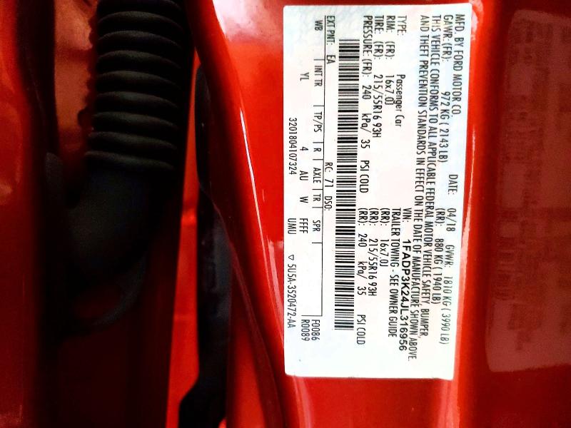Продаж на аукціоні авто 2018 Ford Focus, vin: 1FADP3K24JL316956, номер лоту: 65529106