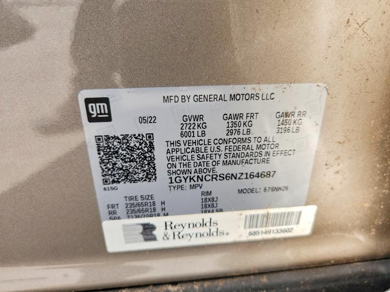 Продажа на аукционе авто 2022 Cadillac Xt5, vin: 1GYKNCRS6NZ164687, номер лота: 64812466
