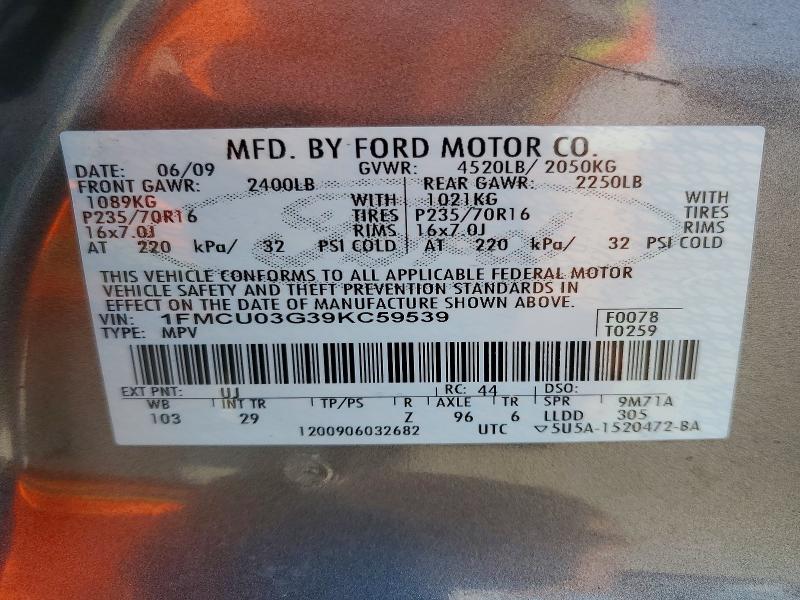 Aukcja sprzedaży 2009 Ford Escape, vin: 1FMCU03G39KC59539, numer aukcji: 64854596