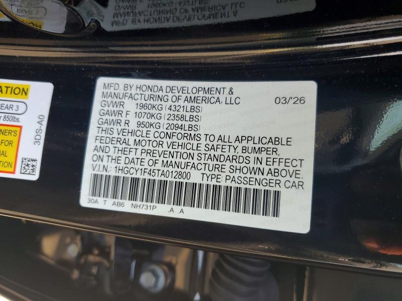 64892416 :رقم المزاد ، 1HGCY1F45TA012800 vin ، 2026 Honda Accord مزاد بيع