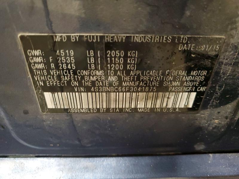 Auction sale of the 2015 Subaru Legacy, vin: 4S3BNBC66F3041875, lot number: 65652146