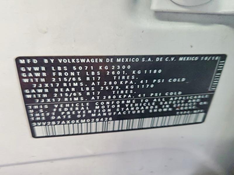 Aukcja sprzedaży 2019 Volkswagen Tiguan, vin: 3VV2B7AX0KM029426, numer aukcji: 63415386
