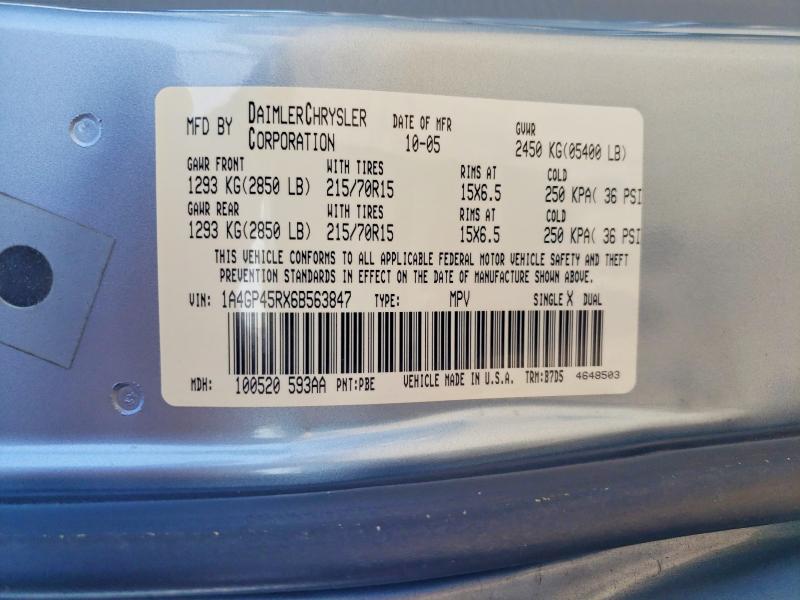 Aukcja sprzedaży 2006 Chrysler Town & Country, vin: 1A4GP45RX6B563847, numer aukcji: 66902886