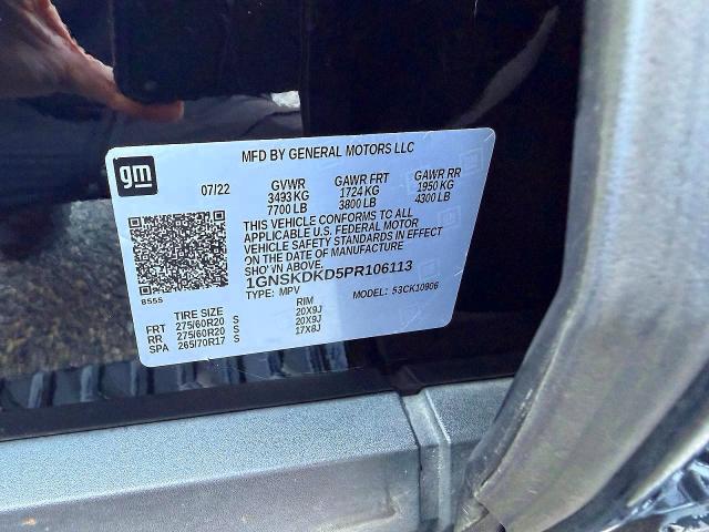 2023 Chevrolet Suburban მანქანა იყიდება აუქციონზე, vin: 1GNSKDKD5PR106113, აუქციონის ნომერი: 65213326