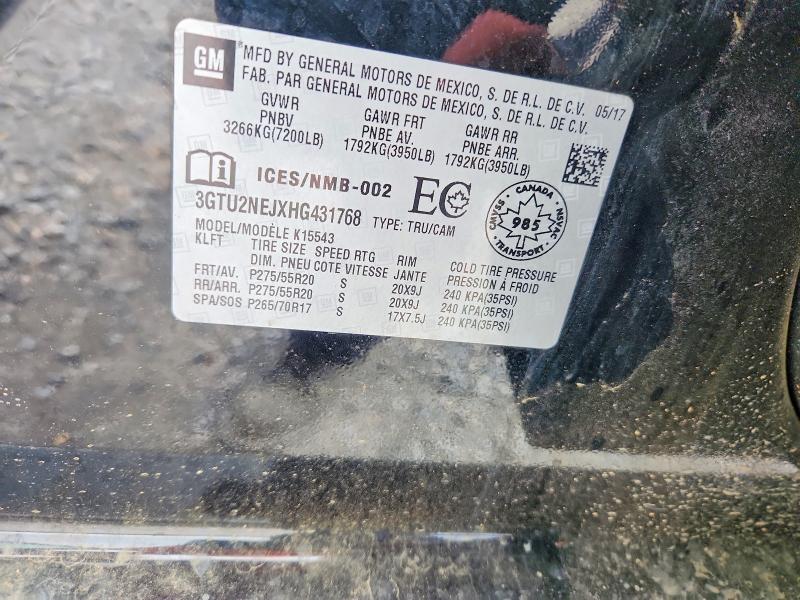 63591936 :رقم المزاد ، 3GTU2NEJXHG431768 vin ، 2017 Gmc Sierra مزاد بيع