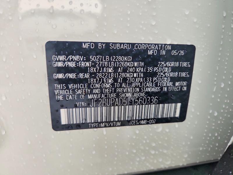 64396036 :رقم المزاد ، JF2BUPAD5TY560336 vin ، 2026 Subaru Outback مزاد بيع