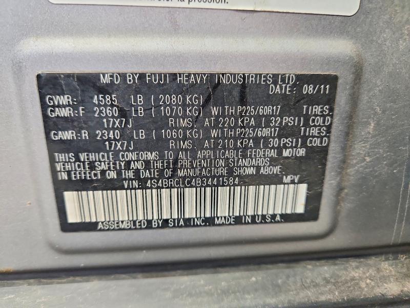 Aukcja sprzedaży 2011 Subaru Outback, vin: 4S4BRCLC4B3441584, numer aukcji: 61987426