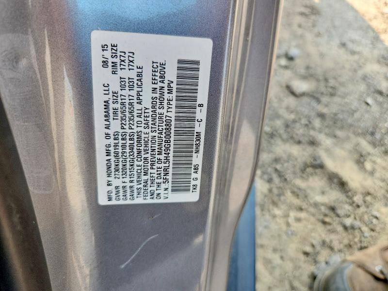 Aukcja sprzedaży 2016 Honda Odyssey, vin: 5FNRL5H49GB008807, numer aukcji: 64426786