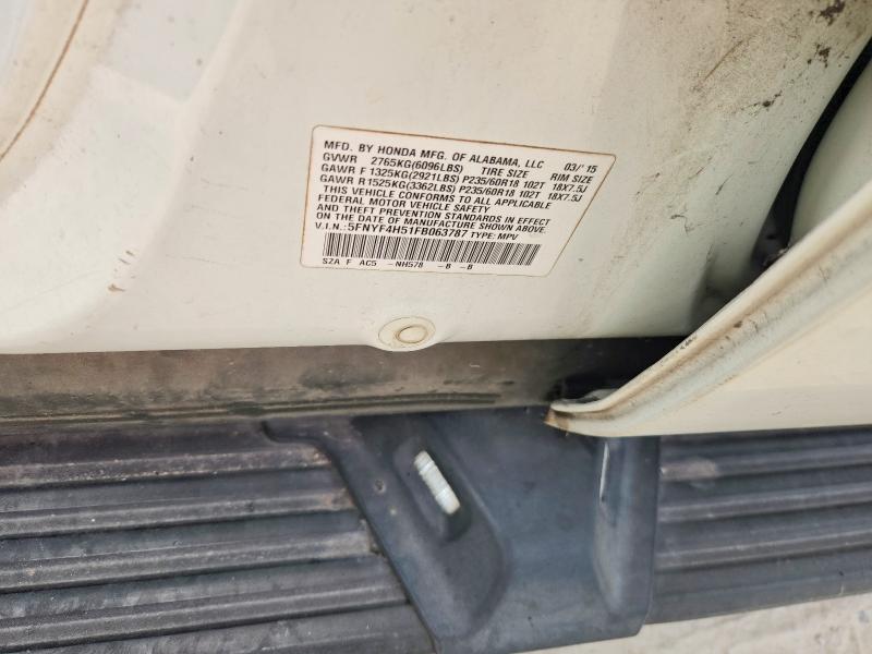 65150776 :رقم المزاد ، 5FNYF4H51FB063787 vin ، 2015 Honda Pilot مزاد بيع