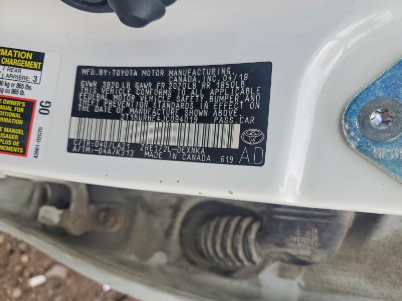 66629026 :رقم المزاد ، 2T1BURHE4JC094019 vin ، 2018 Toyota Corolla مزاد بيع