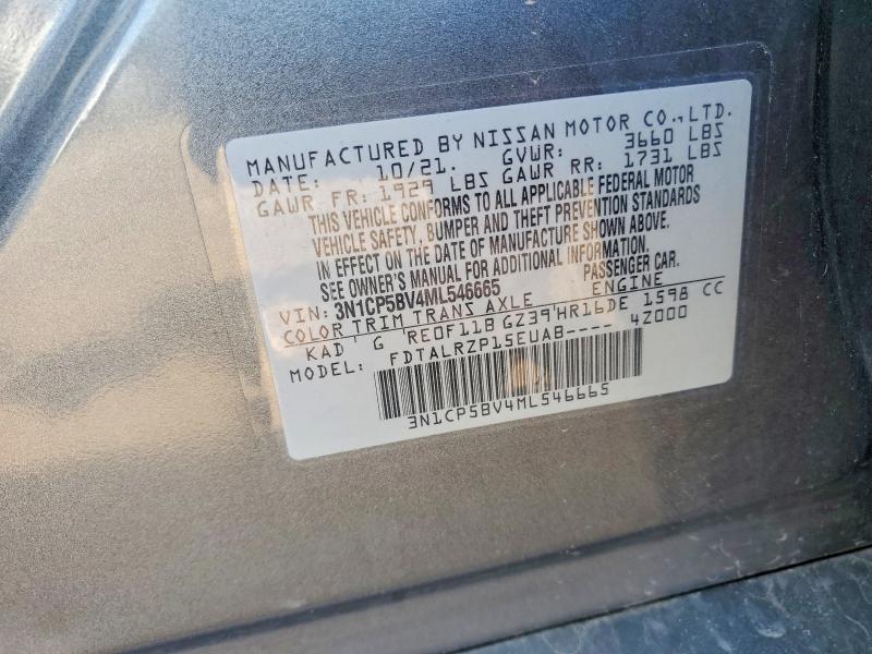 63910286 :رقم المزاد ، 3N1CP5BV4ML546665 vin ، 2021 Nissan Kicks مزاد بيع