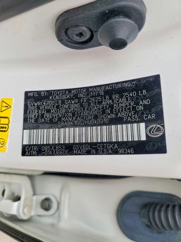 Продажа на аукционе авто 2017 Lexus Es, vin: 58ABK1GG2HU043310, номер лота: 66239706