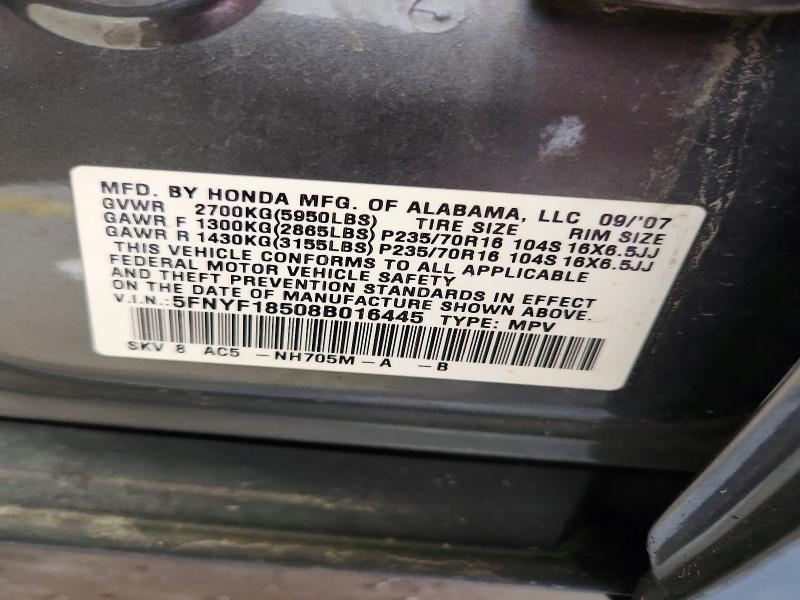 Продаж на аукціоні авто 2008 Honda Pilot, vin: 5FNYF18508B016445, номер лоту: 65668986