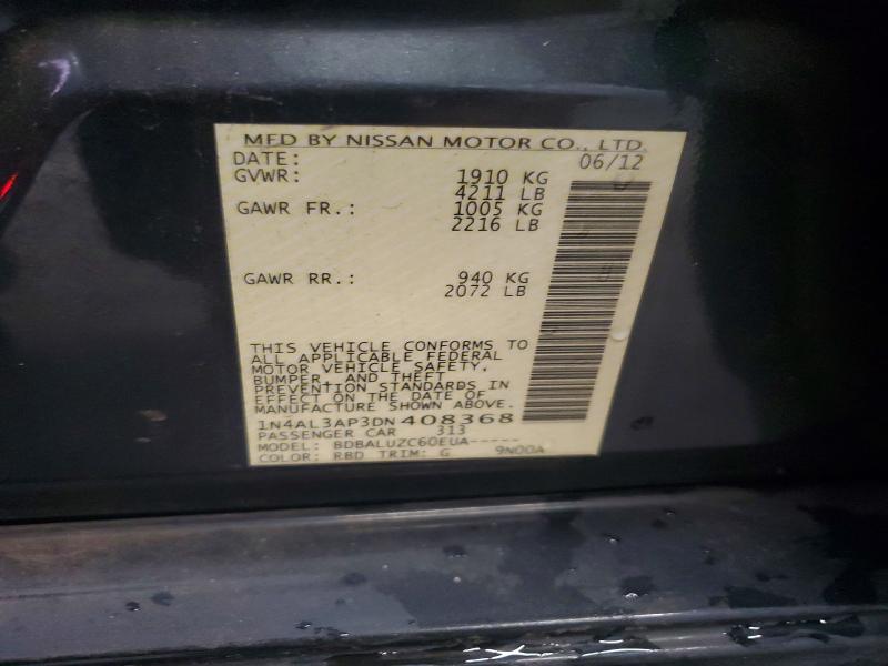 2013 Nissan Altima მანქანა იყიდება აუქციონზე, vin: 1N4AL3AP3DN408368, აუქციონის ნომერი: 66805176