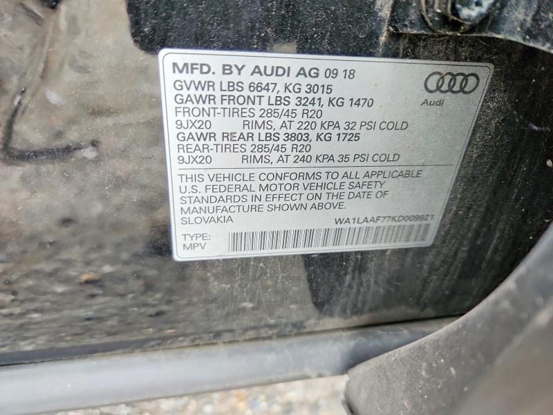 Aukcja sprzedaży 2019 Audi Q7, vin: WA1LAAF77KD009921, numer aukcji: 66824716
