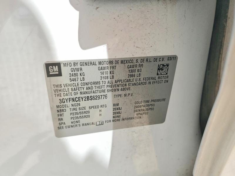 63587676 :رقم المزاد ، 3GYFNCEY2BS629776 vin ، 2011 Cadillac Srx مزاد بيع