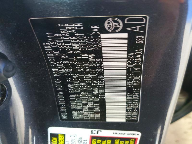 Aukcja sprzedaży 2011 Toyota Corolla, vin: 2T1BU4EE2BC698239, numer aukcji: 65448496