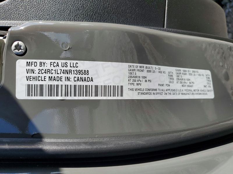 Продаж на аукціоні авто 2022 Chrysler Pacifica, vin: 2C4RC1L74NR139588, номер лоту: 64941316