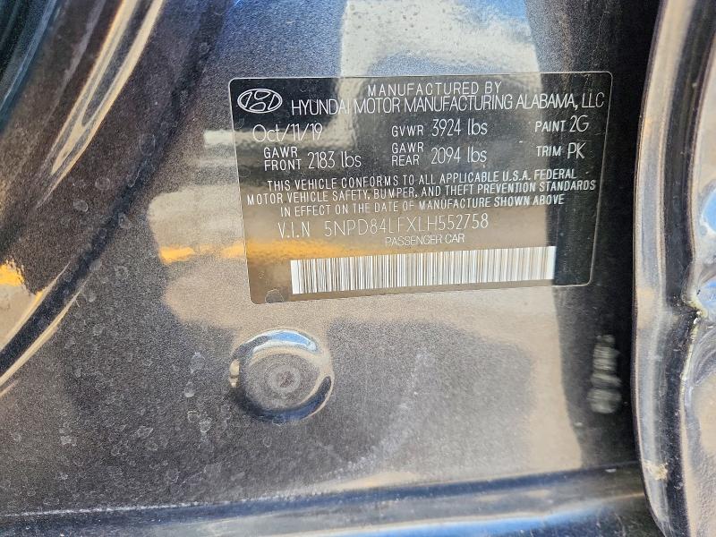 66368126 :رقم المزاد ، 5NPD84LFXLH552758 vin ، 2020 Hyundai Elantra مزاد بيع