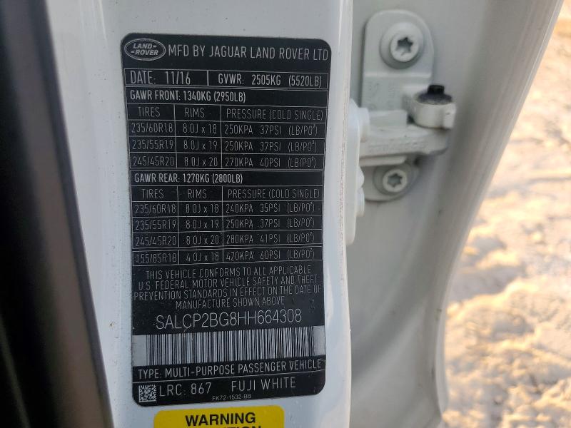 66057396 :رقم المزاد ، SALCP2BG8HH664308 vin ، 2017 Land Rover Discovery Sport مزاد بيع