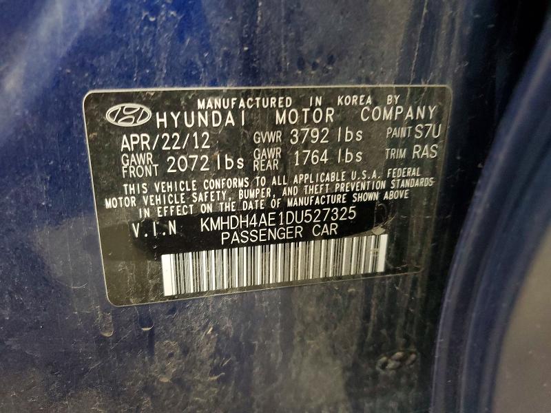 Продажа на аукционе авто 2013 Hyundai Elantra, vin: KMHDH4AE1DU527325, номер лота: 67124946
