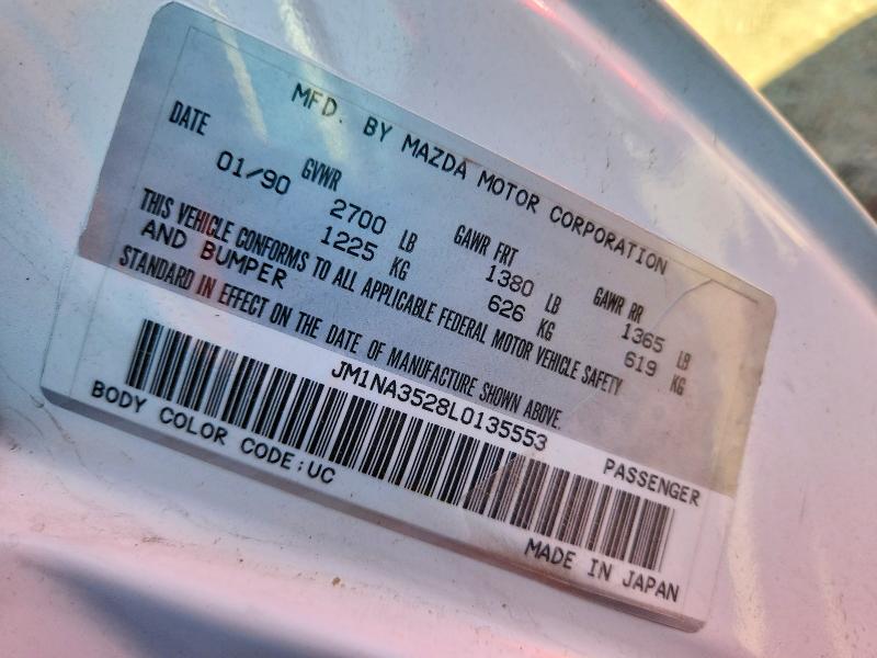 66830646 :رقم المزاد ، JM1NA3528L0135553 vin ، 1990 Mazda Mx-5 Miata مزاد بيع