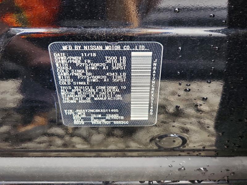 Aukcja sprzedaży 2019 Nissan Armada, vin: JN8AY2NC8KX511465, numer aukcji: 65386266