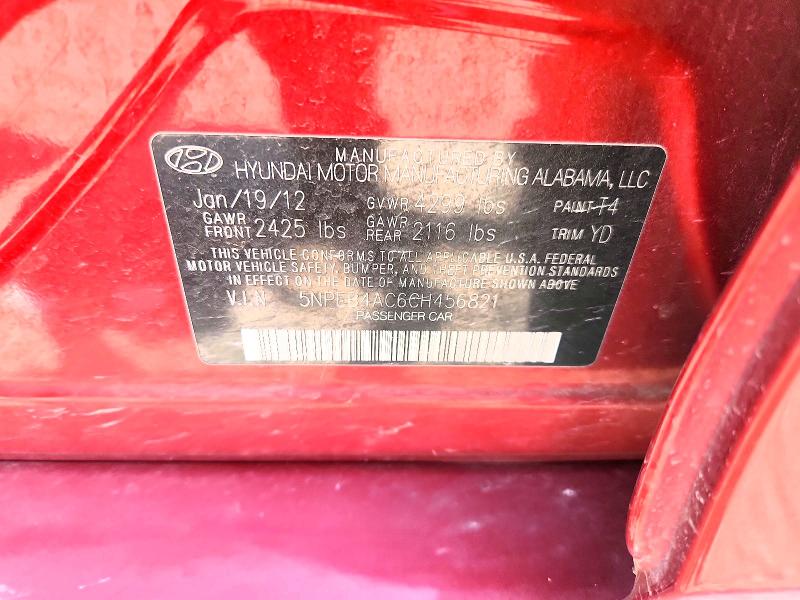 2012 Hyundai Sonata მანქანა იყიდება აუქციონზე, vin: 5NPEB4AC6CH456821, აუქციონის ნომერი: 63260316