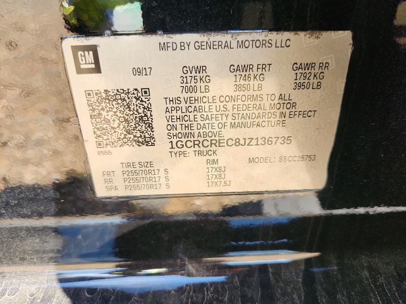 66503836 :رقم المزاد ، 1GCRCREC8JZ136735 vin ، 2018 Chevrolet Silverado مزاد بيع