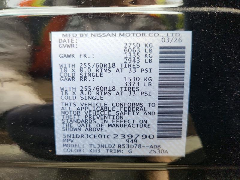 66637996 :رقم المزاد ، 5N1DR3CE0TC239790 vin ، 2026 Nissan Pathfinder مزاد بيع