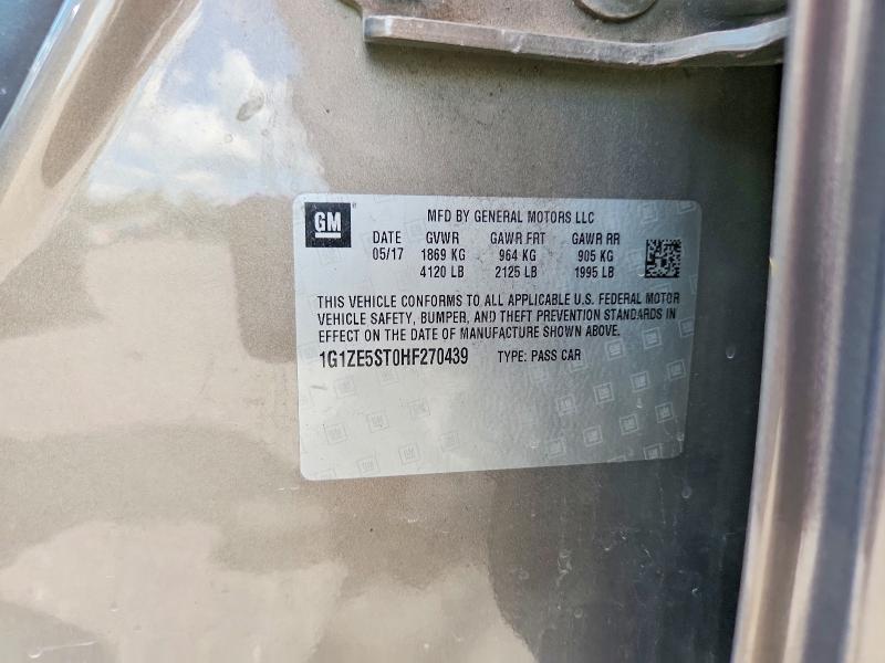 63686386 :رقم المزاد ، 1G1ZE5ST0HF270439 vin ، 2017 Chevrolet Malibu مزاد بيع