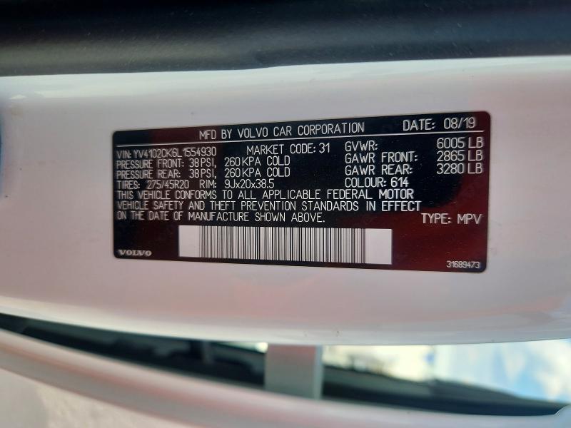 Продажа на аукционе авто 2020 Volvo Xc90, vin: YV4102CK6L1554930, номер лота: 66787486