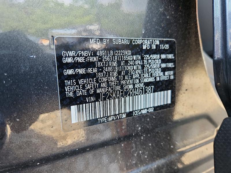 Aukcja sprzedaży 2024 Subaru Forester, vin: JF2SKAEC2RH461387, numer aukcji: 64093336