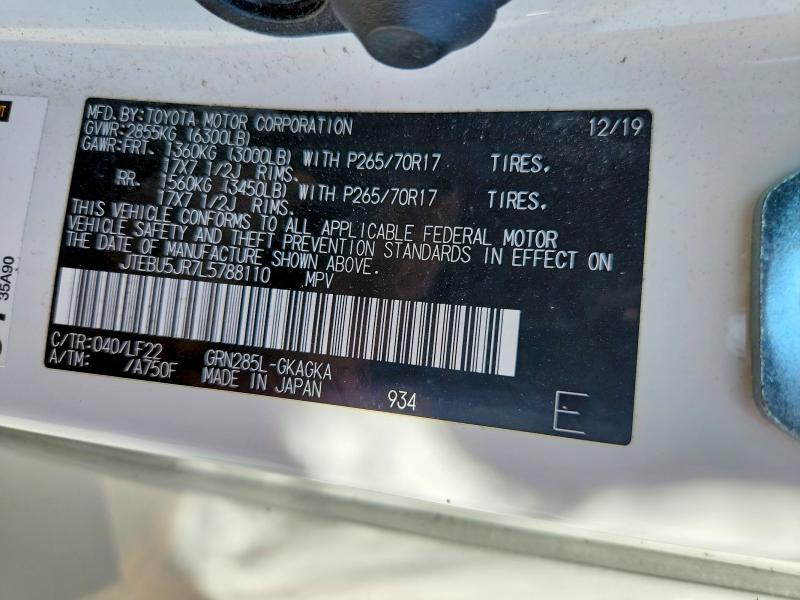 Aukcja sprzedaży 2020 Toyota 4runner, vin: JTEBU5JR7L5788110, numer aukcji: 65046186